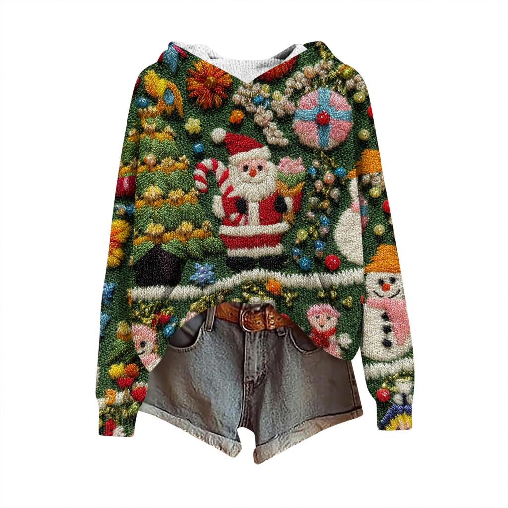 Dámské mikiny Pletený svetr Roztomilé tričko Podzimní pulovr Mikina s kapucí