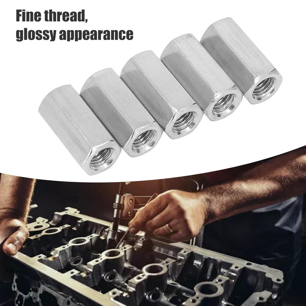 Pack of 5 M12 x 1.75-Pitch 40mm Length Metric Hex Coupling Nut 304 Stainless Steel