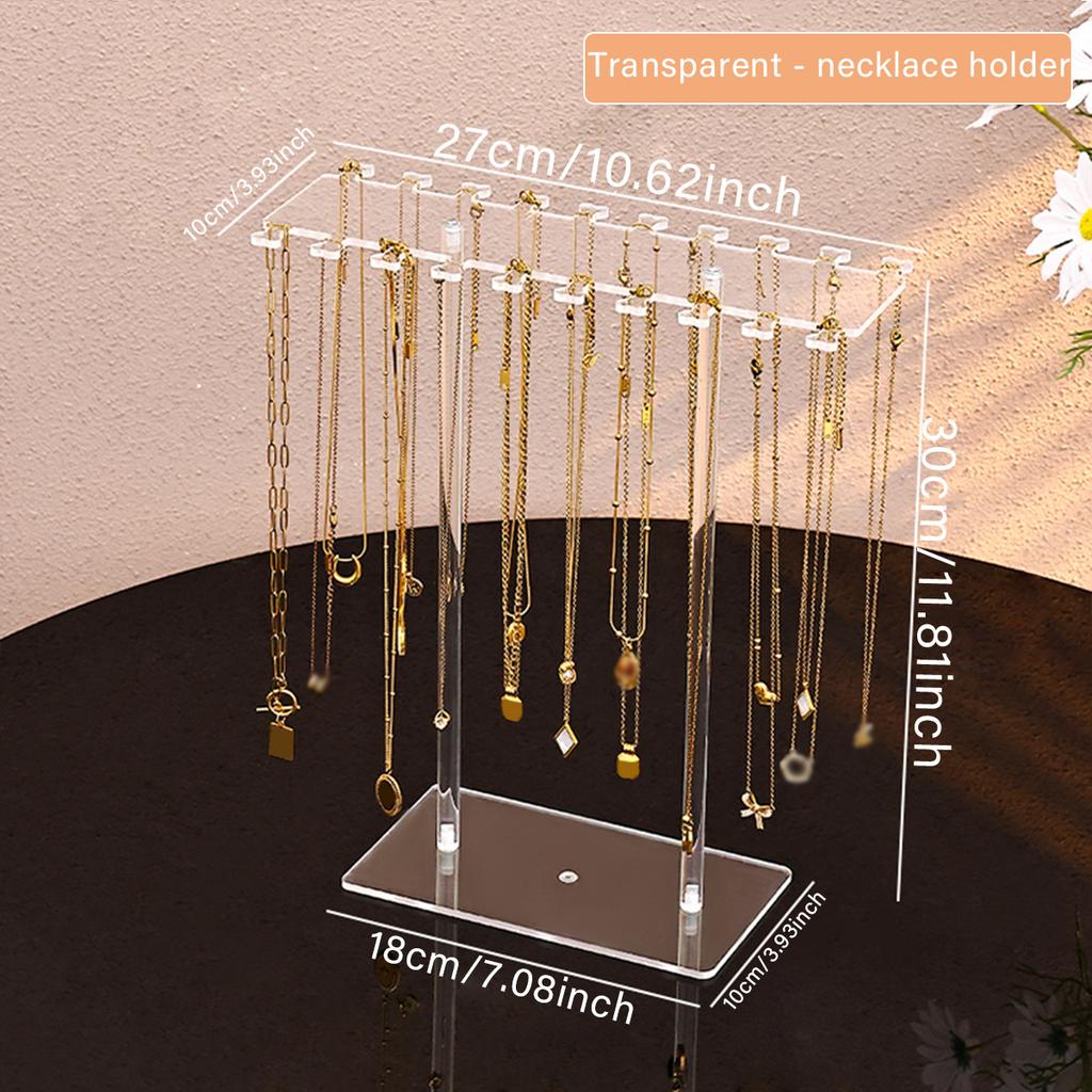 1pc Transparent Acrylic Desktop Necklace Display Rack, Dressing Table, Jewelry Organizer, Multifunctional Counter Display Props