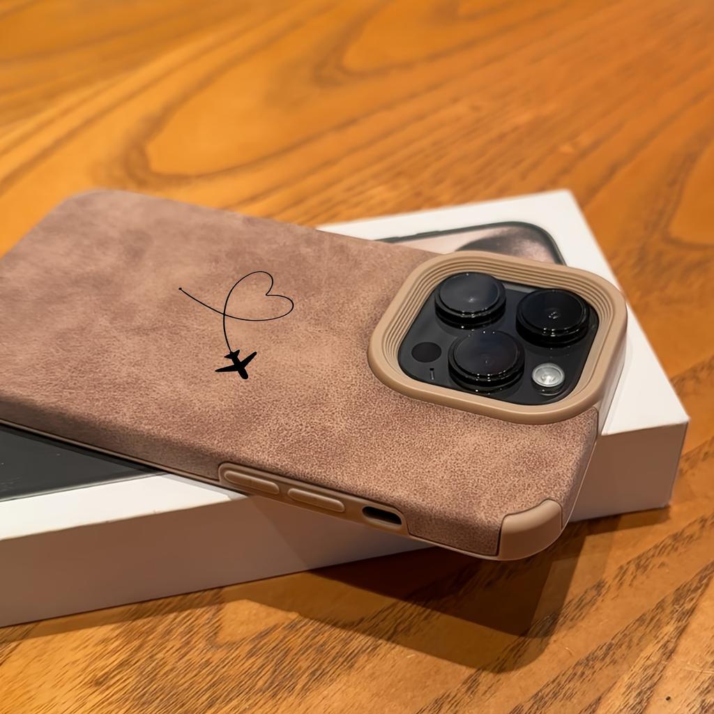 Airplane Route Love Heart Design Faux Leather Phone Case For iPhone 17 16 15 14 13 12 11 Pro Max XS X XR 16 15 Plus 17 Air Cover