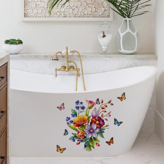 Flower Wall Stickers Peel And Stick Self-Adhesive Floral Decal for Walls Cabinets Refrigerators Bedroom Bathroom Kitchen Decor