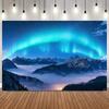 Aurora Forest Snow Mountain Photography Background Lake Scenic Winter Natural Landscape Photo Backdrop Studio Props Wall Decor1