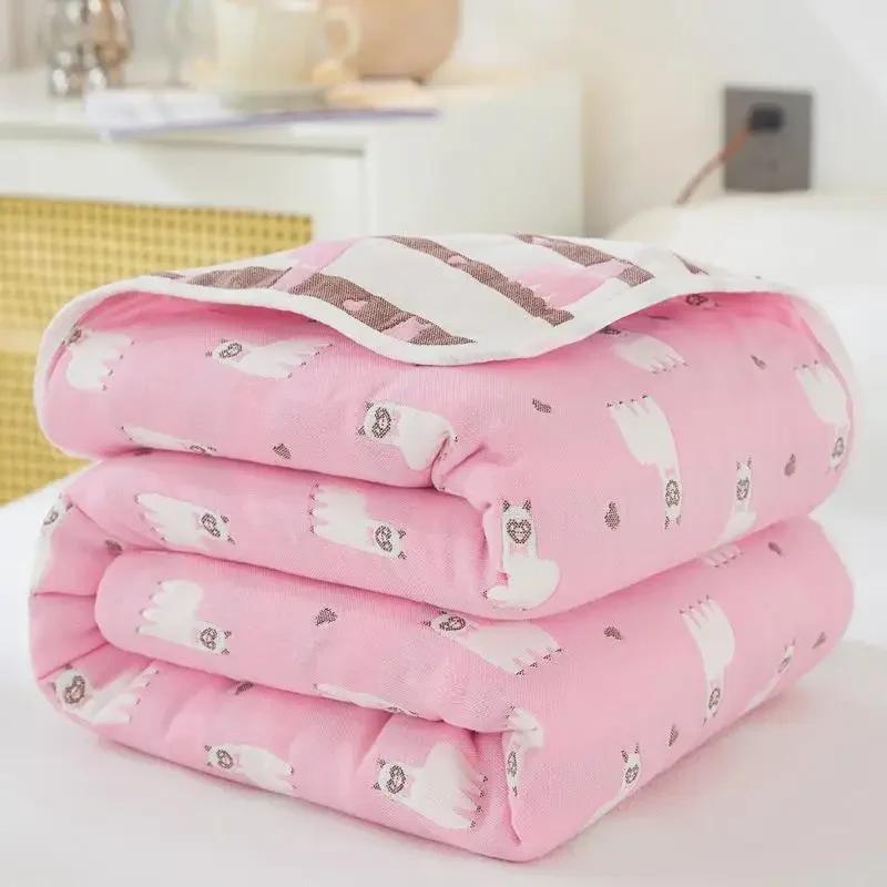 

Классическое хлопковое одеяло для кроватей Шестислойная марля Диванное полотенце Летнее тонкое одеяло Охлаждающее одеяло и покрывало Мультяшная простыня 150x200cm