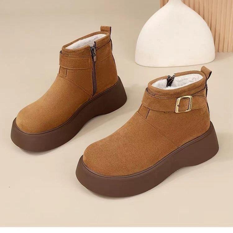 New thick-soled snow boots winter retro thickened warm Martin boots heightened and thin short boots