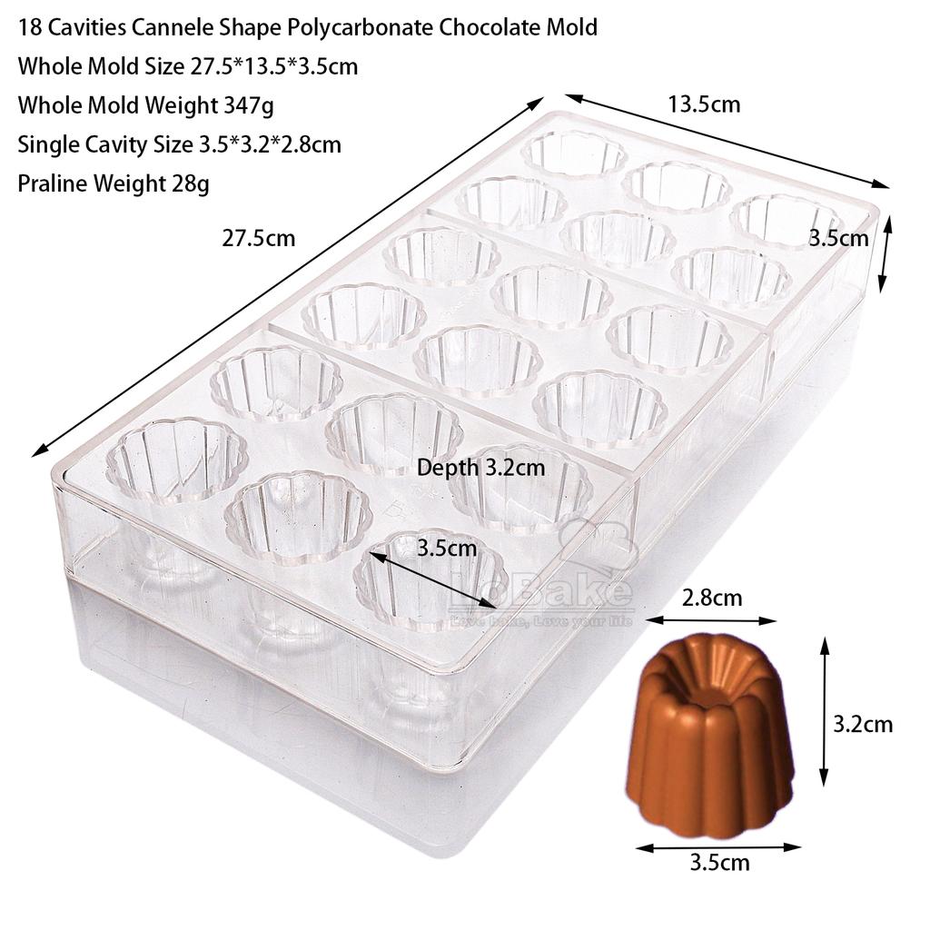 18 32 Hohlräume Blume Cannele Form Polycarbonat Schokoladenform Geriffelt Rund Süßigkeiten Sugarcraft Herstellung Eiswürfelbereiter DIY Backen