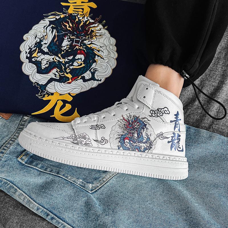 INS Pánské běžecké boty Prodyšné boty na jogging a chůzi Luxusní tenisky pro ženy Čínský styl Cosplay Bílé ležérní boty Obuv