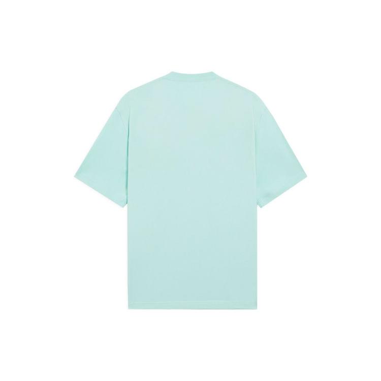 Li Ning Sports Trendy Collection T Shirts Men's Eggshell Blue Crew Neck Moderate Straight Fit AHSS323-3