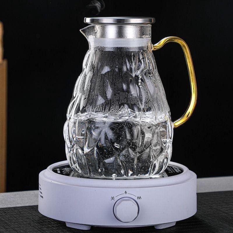 

Бытовой кувшин для холодной воды для гостиной, большой, прозрачный, термостойкий, желтый, из высокоборосиликатного стекла, чашка, чайник для холодной воды Natural color 1800ml