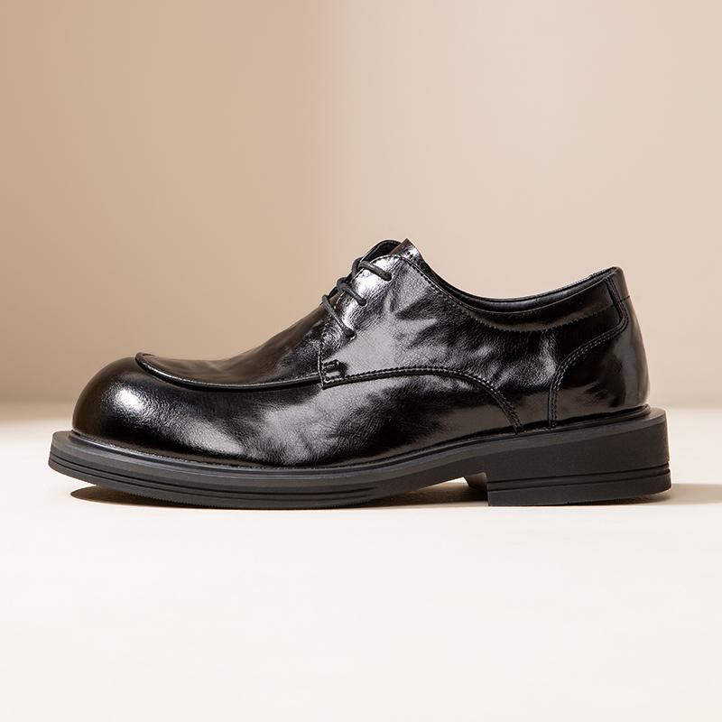 Fashion Black new men's leather shoes Trendy minimalist quality style Business leisure and office Adult height increasing shoes New