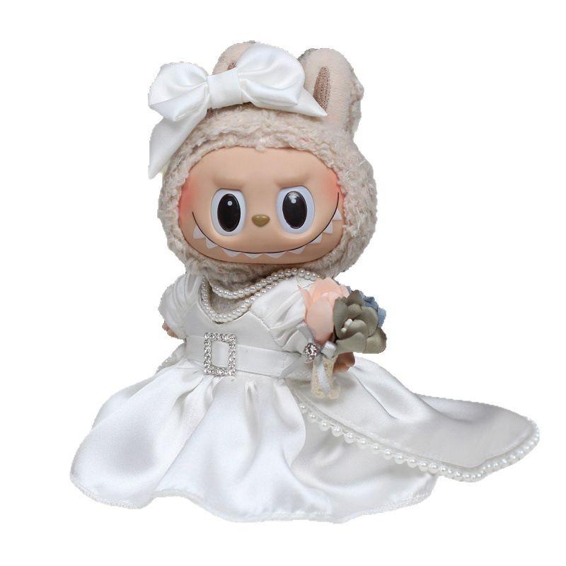 Ubranka dla lalek Labubu Wisiorek Styl Koreański Moda Suknia Ślubna Garnitur Ubranka dla lalek