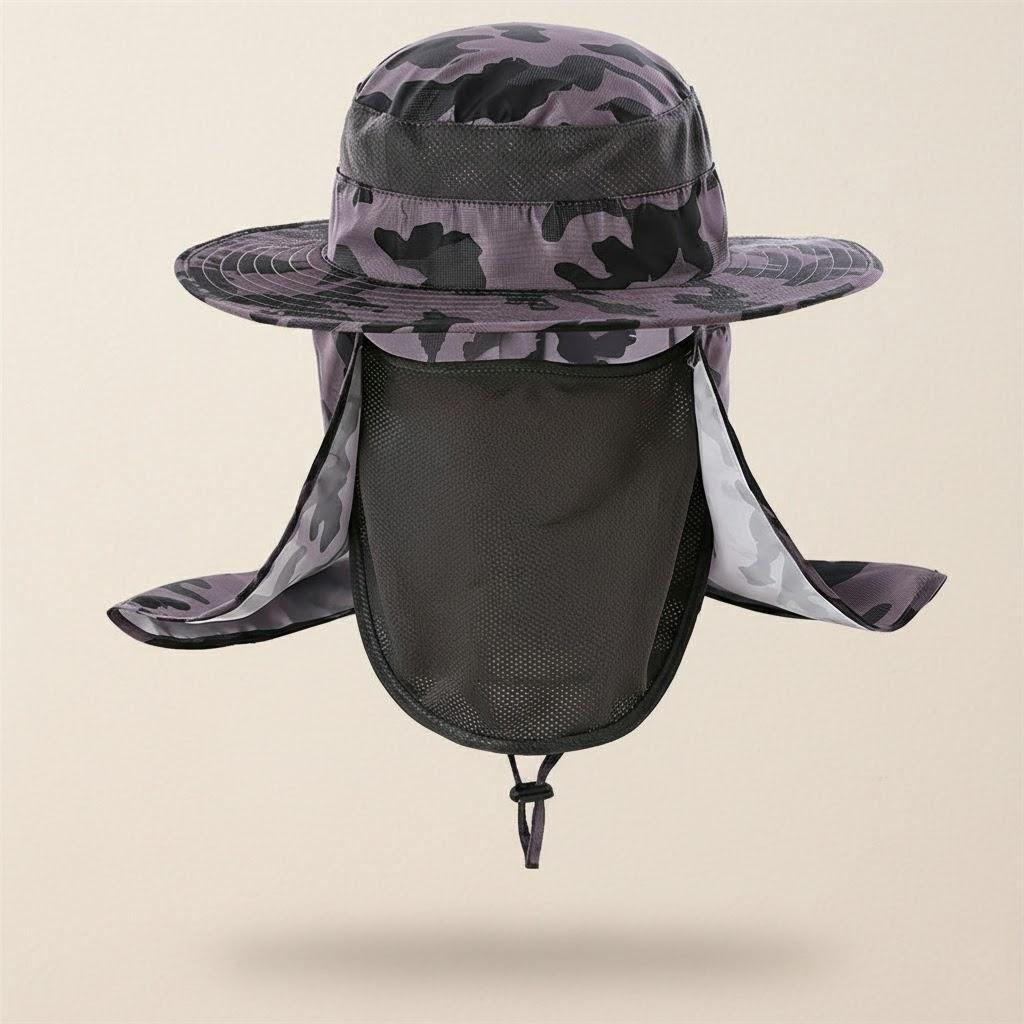 

Camouflage Fishing Hat Outdoor Wide Brim Sun Protection Anti UV Breathable Comfortable Fishing Cap for Men Women темно серый