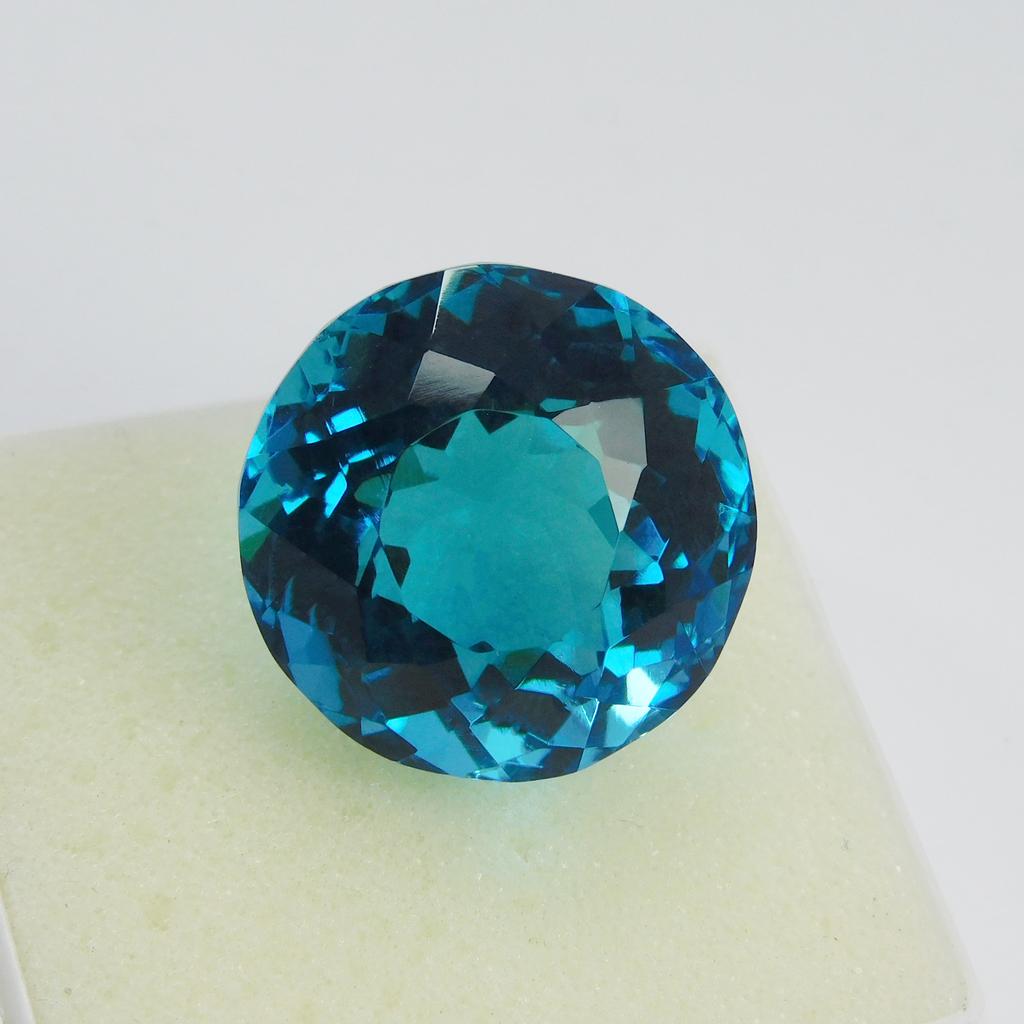 Lab-Created Blue Sapphire Loose Gemstone Round Cut 48.60 Ct Jewelry Making September Birthstone Gift