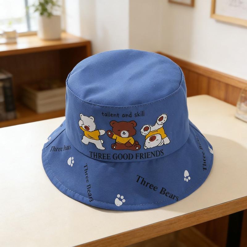 Childrens Cartoon Bear Sun Hat With Wide Brim For Summer Sun Protection And Breathability