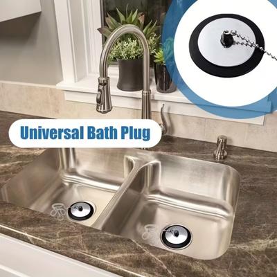 Universal Rubber Tub Stopper with 40cm Chain Metal Lid Bath Tub Drain Plug Bathtub Bathroom Sink Accessories Kitchen Accessories