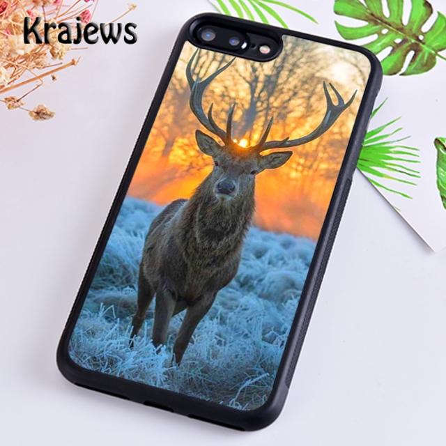 Krajews Carcasă de telefon moale cu motive de cerb și ren pentru iPhone 14, 5, 6s, 7, 8 plus, XR, XS, 11, 12, 13 pro max, Samsung S21, S22ultra Plus