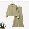 ZANZEA Elegant Women Outfits Lapel Neck Long Sleeve Blouse and Long Trousers Casual Two Piece Cargo Sets