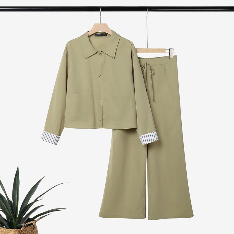 ZANZEA Elegant Women Outfits Lapel Neck Long Sleeve Blouse and Long Trousers Casual Two Piece Cargo Sets
