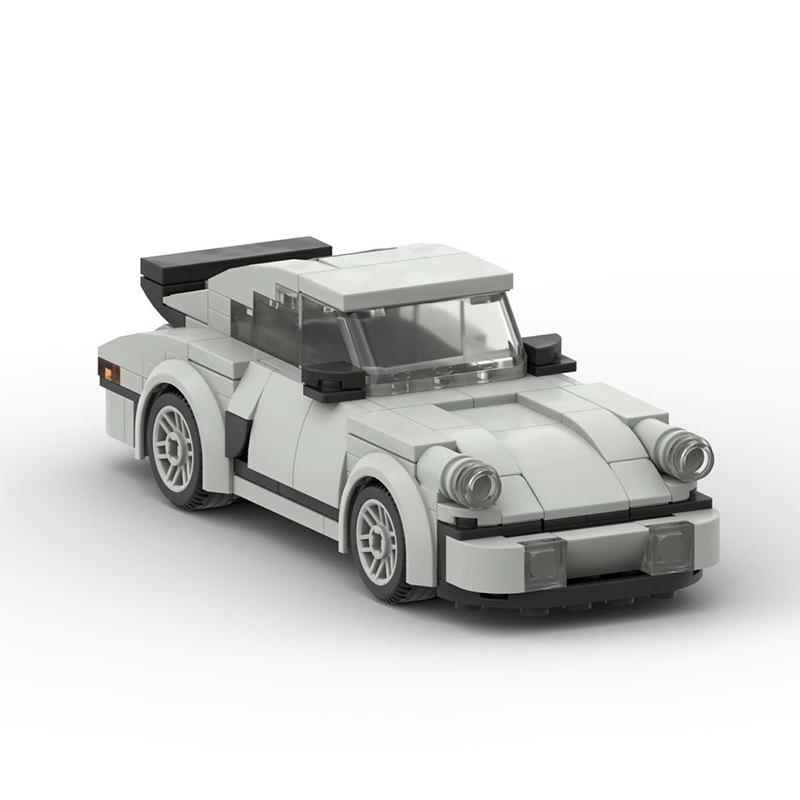 Car Assembly Model MOC for LEGO Porsche 911 - Light Grey DIY Small Particle Building Blocks