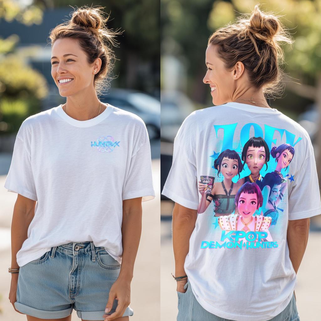 Zoey Huntrix K-Pop Dämonenjäger T-Shirt Rumi Mira Zoey T-Shirt Saja Girls Grafik-T-Shirt Dämonenjäger Merch Kpdh T-Shirt Huntrix T-Shirt