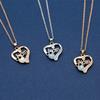 Mom Heart Opal & CZ Pendant Necklace, Mother's Day Gift Rose Gold/Silver Plated Cable Chain Necklace