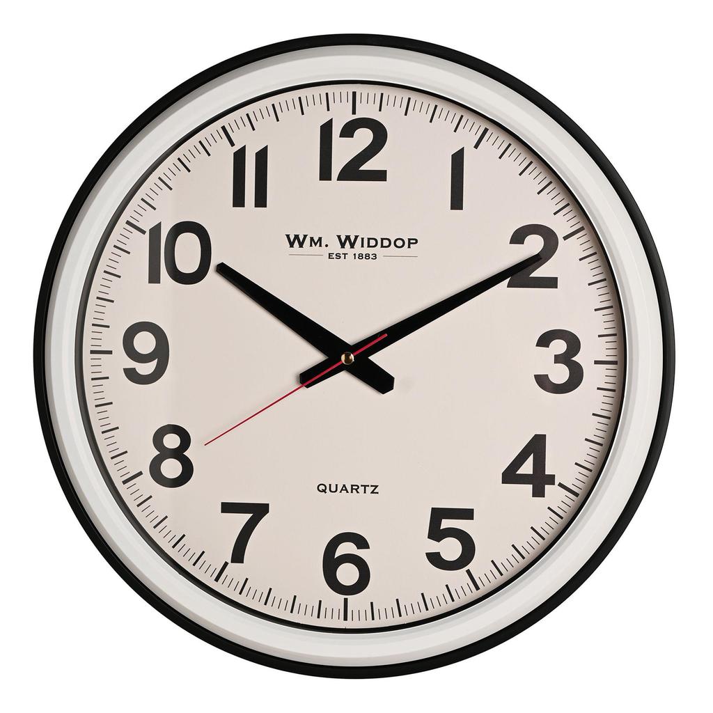 Wm Widdop Office Style White Cased Wall Clock 42cm