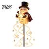 Decorative Hanging String Lights Solar Snowman Garden Light with Flowing Snowflakes, LED Christmas Waterfall Festive Lawn Snowflake Lighting