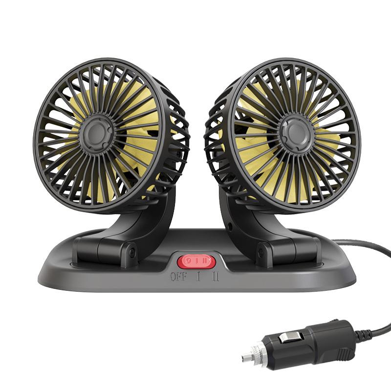 Dual Head Car Fan For Back Seat 3 Speeds Usb Car Rear Headrest Fan For Kids Baby Extender Arm 360°Rotatable Air Cooling Fan