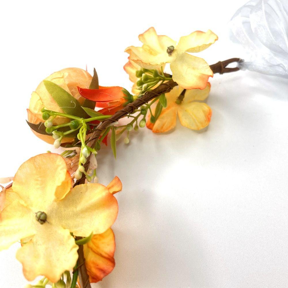 Colorful Artificial Flower Wreath Headband Realistic Spring Headpiece Bride Flower Crown  Holiday