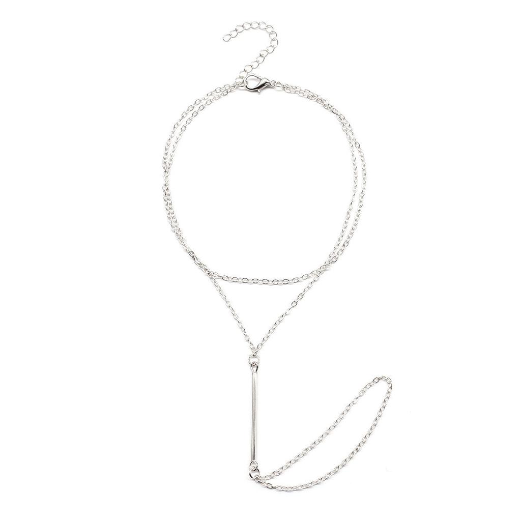 European and American summer fashion versatile new models, simple, metal rod, triangular chain, finger anklet