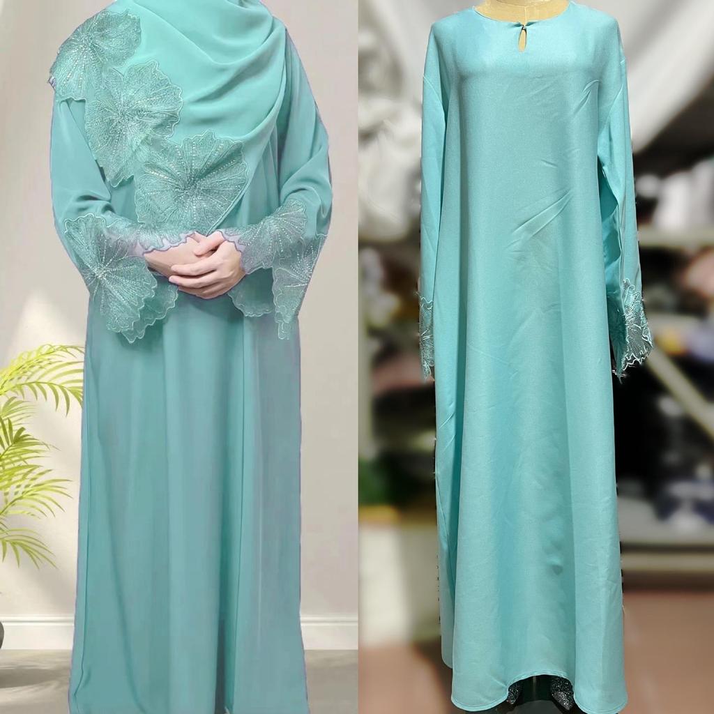 Women's Muslim Ladies Robe Malay Indonesian Dress with Hijab
