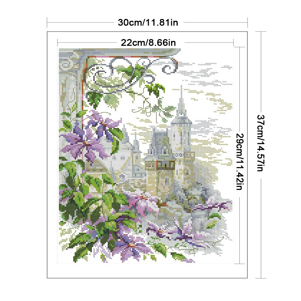 Partial Embroidery Eco-cotton Thread 14CT Printed Flower Cross Stitch
