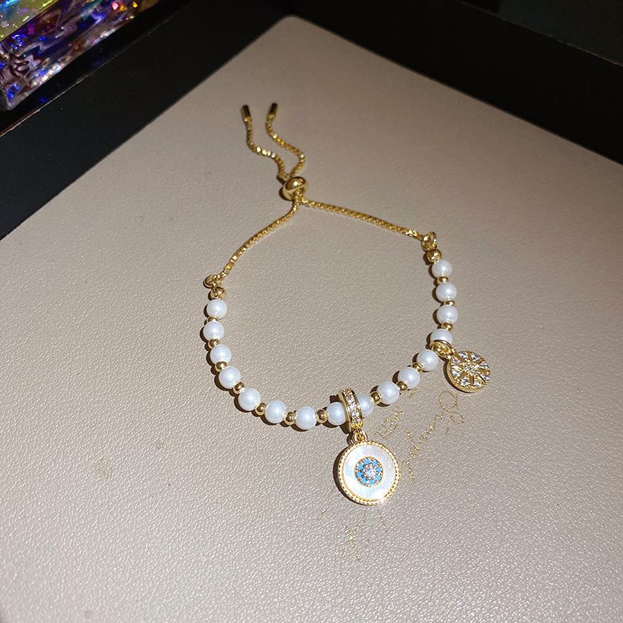 French temperament cold wind zircon star pearl bracelet light luxury bracelet sweet versatile jewelry