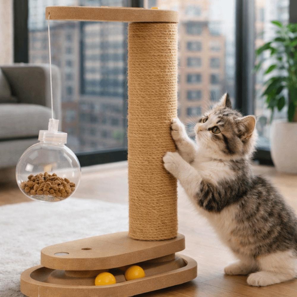 Rotating Platform Cat Turntable Column Wear-resistant Stand Scratching Board  Interactive Balls