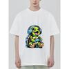 Crewneck T Shirt Black Turtle Gamer with Headphones and Controller Print for Casual Wear and Gaming Events