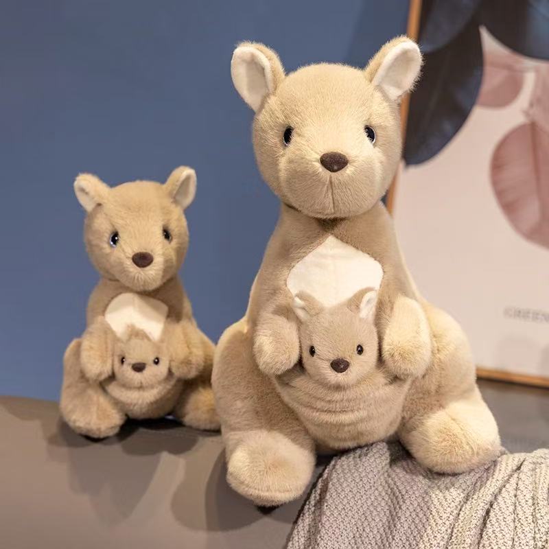 22/35cm Mother and Child Kangaroo Doll Simulation Doll Plush Toy Handmade Doll Cartoon Anime Cute Pillow Cushion Home Decoration