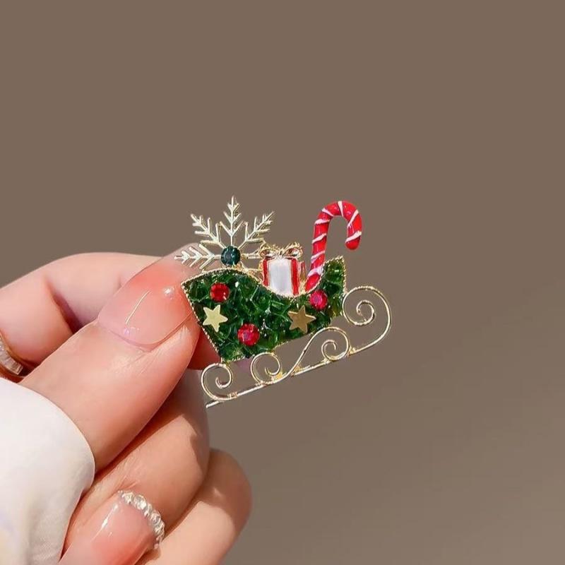 Cartoon Snowman Christmas Tree Brooches For Women Versatile Light Luxury Lapel Pin Clothing Accessories Party Gifts