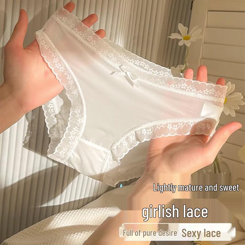 FitonTon Women's Seamless Ice Silk Lace Underwear (5-Pack)