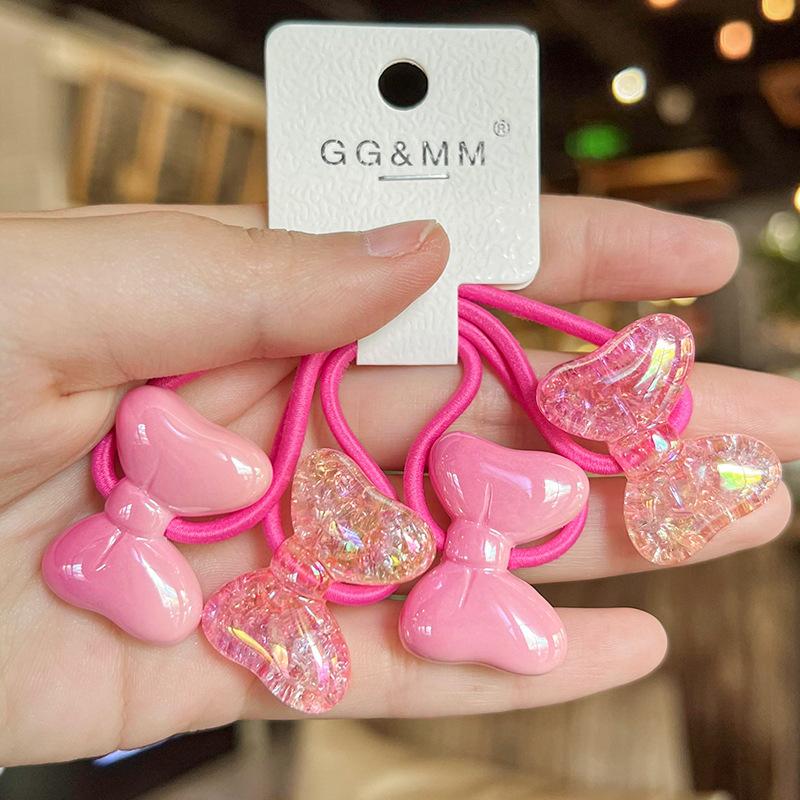2PCS Lovely Colored Cream Burst Bow Girls Elastic Hair Bands Kids Princess Hair Accessories Children Hair Ties Baby Headwear
