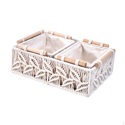 3x Macrame Storage Baskets Decorative Basket Bohemian Cosmetic Boxes Bins Boho Decor