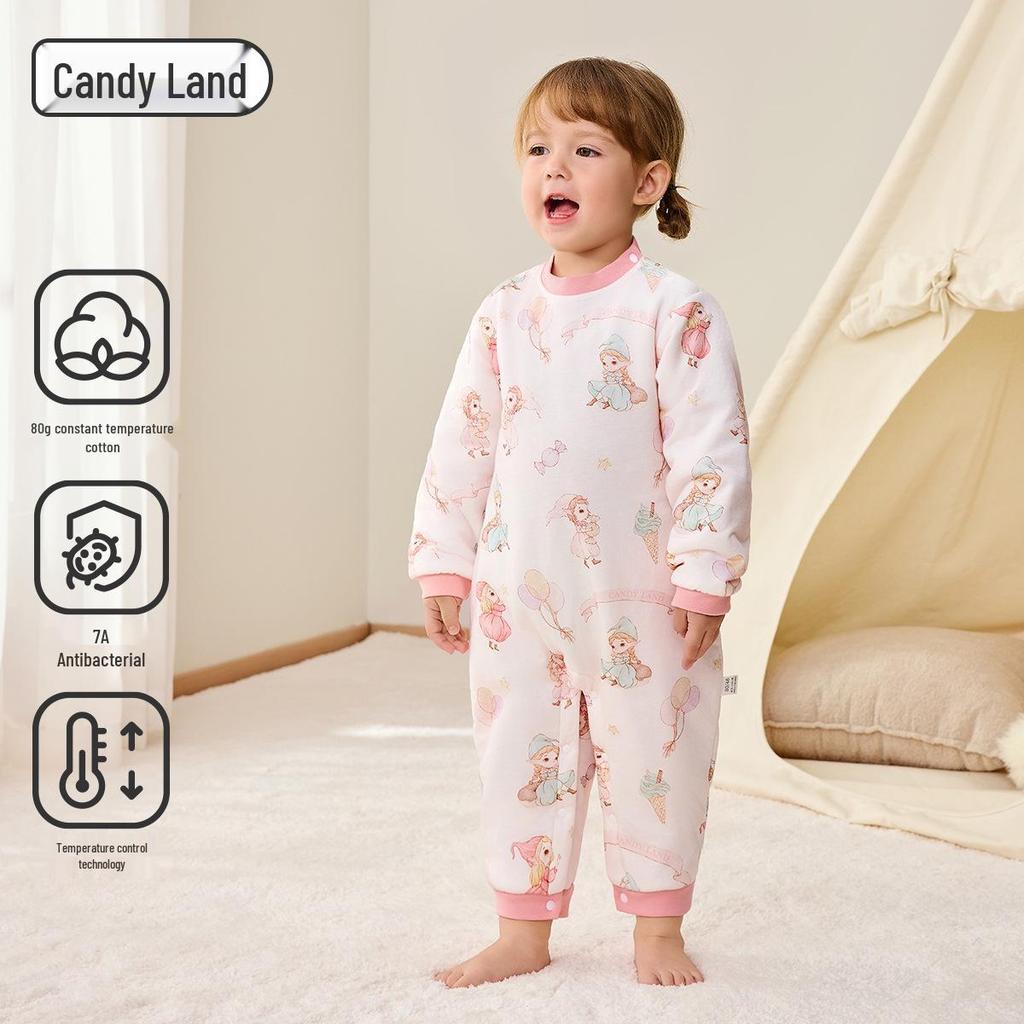 Camellia Constant Temperature Baby Sleeping Bag - Autumn & Winter Quilted Anti-Kick Blanket with Legs for Children