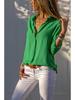 Autumn Winter Fashion Womens Chiffon Shirt Long Sleeves Deep V Neck