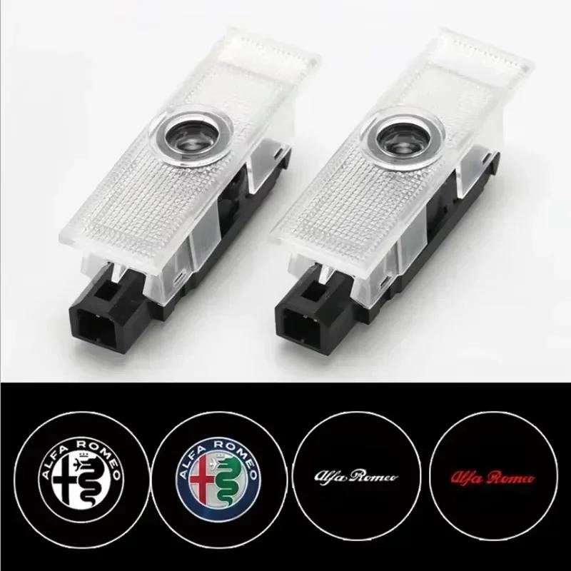 2 kusy LED světla pro přivítání na dveřích auta Dekorativní laserový projektor loga Lampa pro Alfa Romeo 159 Mito Stelvio Spider Giulietta Giulia