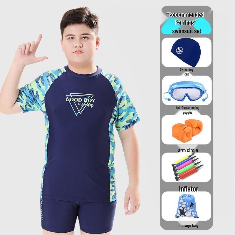 2025 Plus Size Teen Kids Extra Wide Swimwear - Quick Dry & Sun Protection