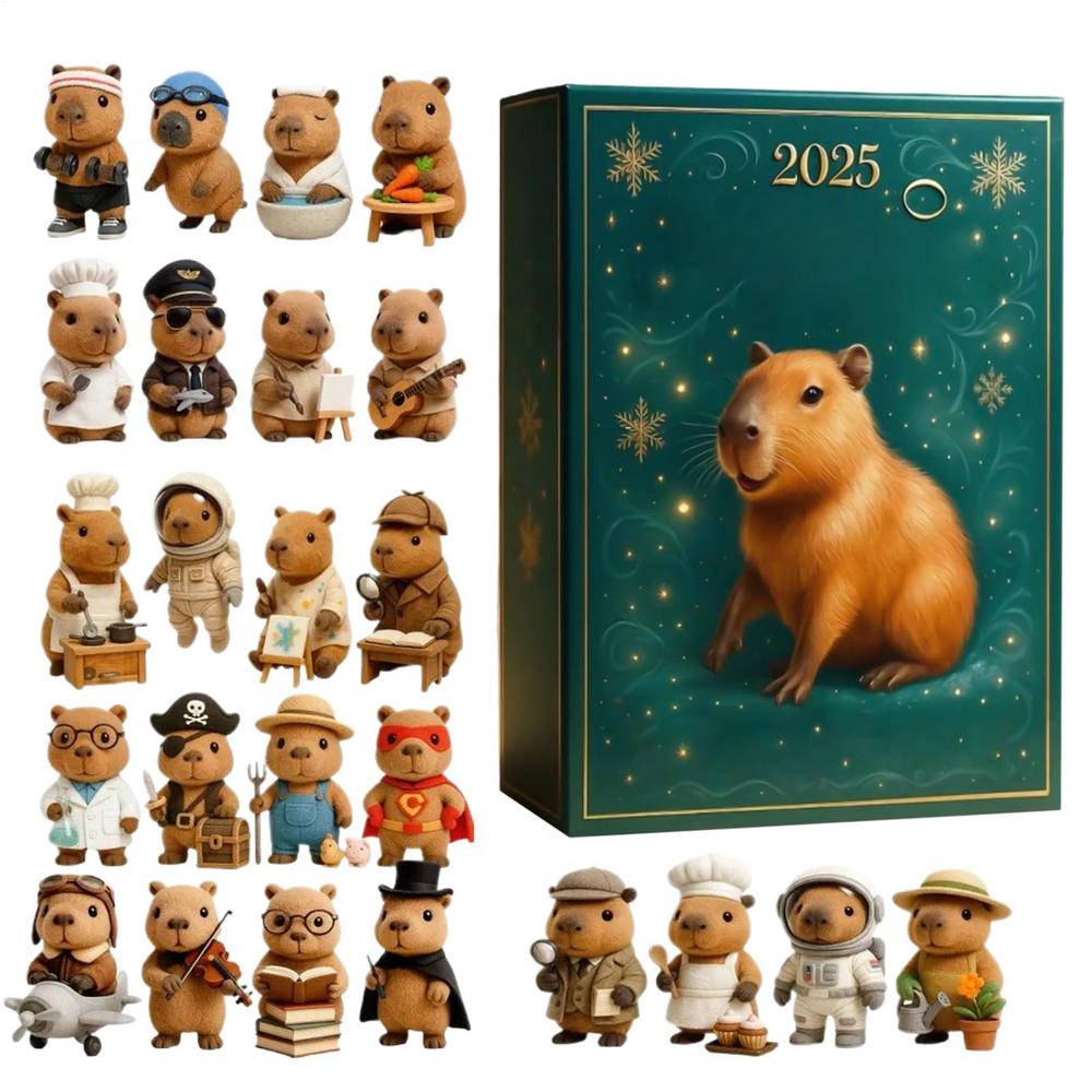 

Christmas Calendar Countdown Capybara toys Ornaments Christmas gifts Advent Calendar Capybara Figures holiday decorations L зелёный
