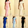 2026 new women's clothing temperament commuter high-end dress elegant slit short sleeve hip skirt women's summer
