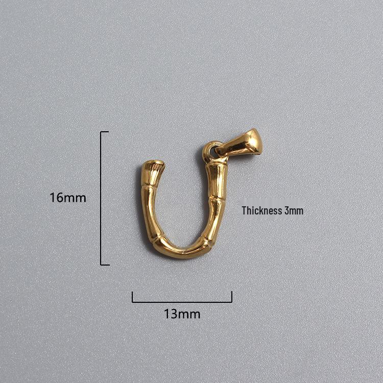 French Bamboo Joint Gold Letter Pendant Necklace - Retro Clavicle Chain Style for Women