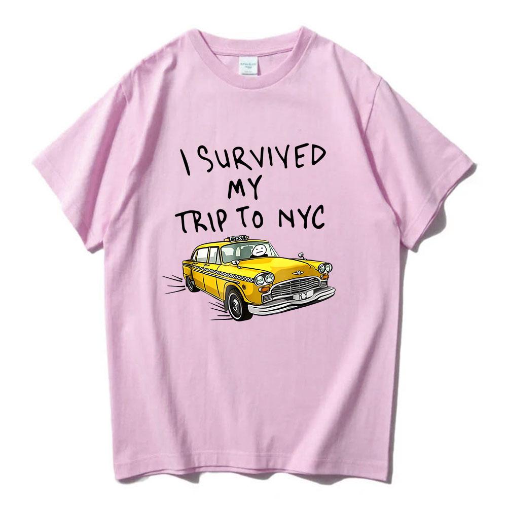 Przeżyłem moją podróż do NYC Koszulka Koszulki Toma Hollanda Koszulki Streetwear Zabawne Samochodowe Kreskówkowe Graficzne Koszulki Letnie Bawełniane Miękkie Top