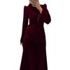 Cross-border Autumn Temperament Fringed Long-sleeved European and American Women's Clothing Amazon  Velvet French Celebrity Hip Skirt
