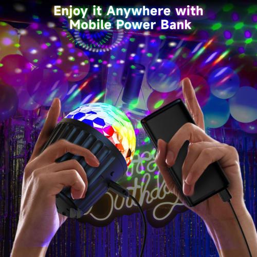 Mini Disco Ball Lights - Sound-Activated RGB Strobe Party Lighting with Remote Control and USB Power, for Home Dance, Karaoke, Birthday Parties, and H