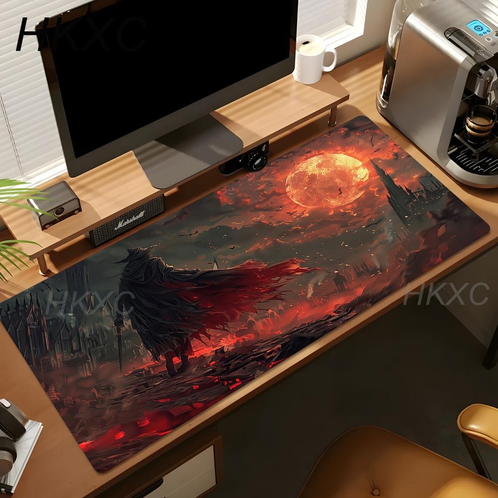 90x40cm PC Anime Cartoon Neu HD Schreibtischunterlage Bloodborne Großes Gaming-Mauspad Büro Laptop Zubehör Anti-Rutsch-Mauspad Teppich